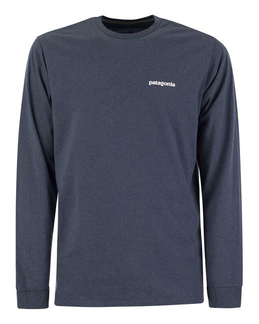 Patagonia Blue T Shirt With Logo Long Sleeves