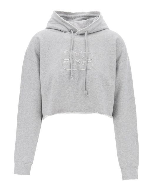 Ganni Gray Isoli Cropped Hoodie