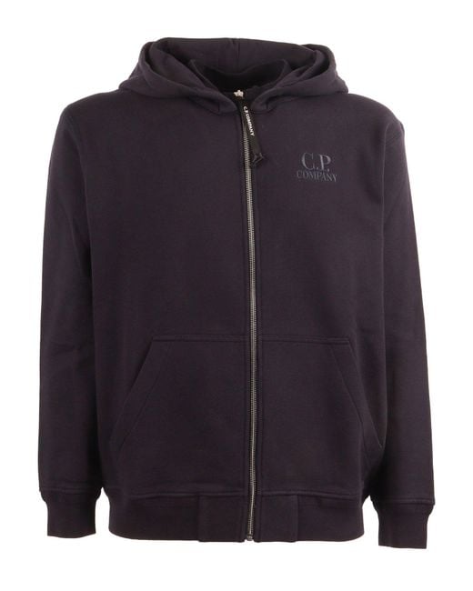 C P Company Blue Sweatshirts Hooded Open