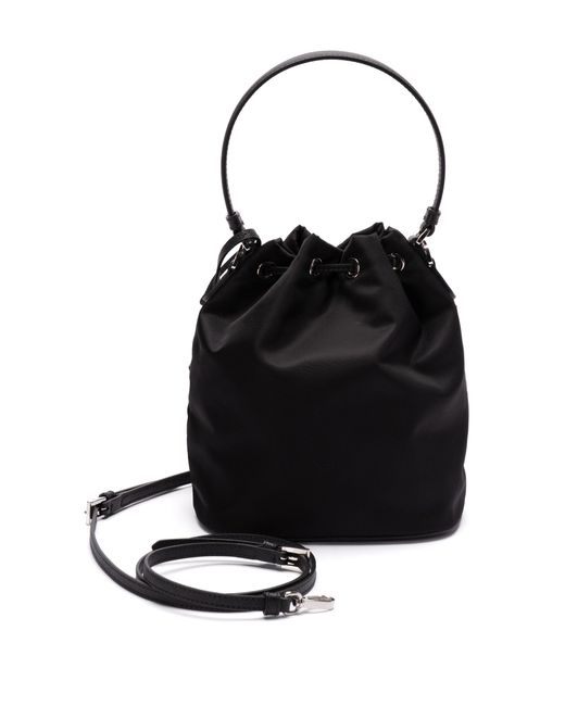 Prada Black Enamel Triangle-Logo Tote Bag