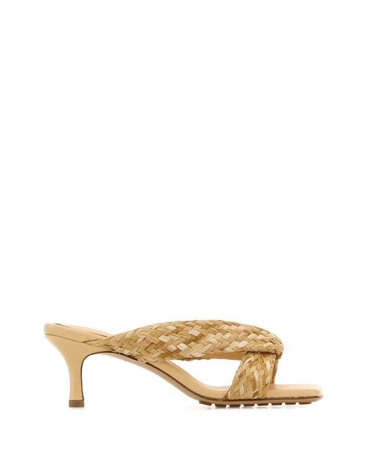 Bottega Veneta Metallic Raffia Riva Mules