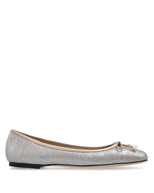 Elme Flat Leather Ballet Flats Jimmy Choo en coloris Gray