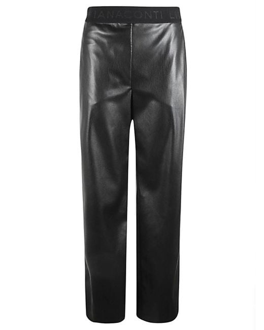 Liviana Conti Gray Faux Leather Trousers