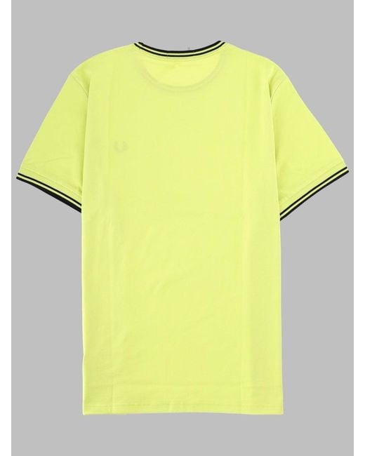 Fred Perry Yellow T Shirt Con Doppia Riga