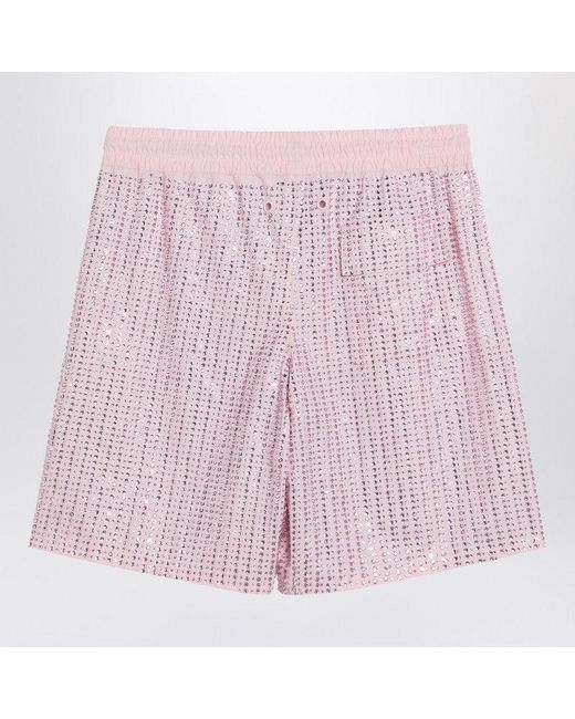 VENUJA Pink Bermuda Shorts With Crystals