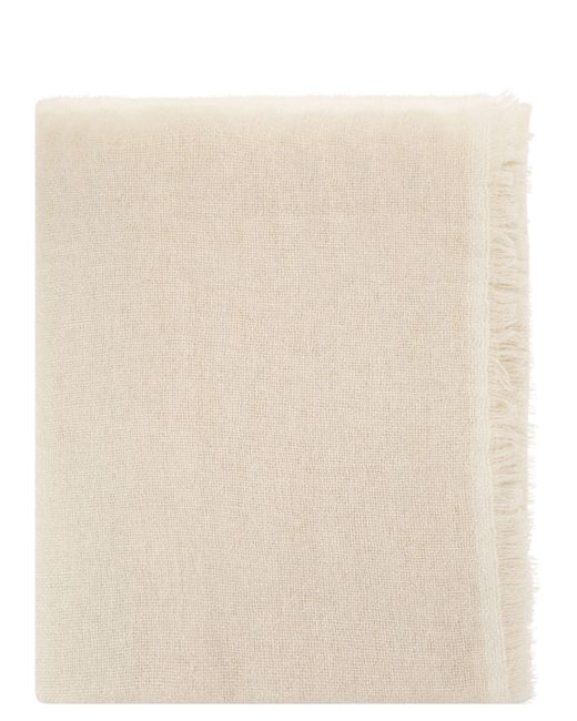 Fabiana Filippi White Wool And Cashmere Scarf With Metallic Details