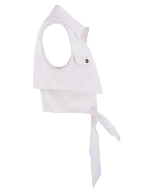 Chemise recadrée franchise Elisabetta avec motif en dentelle Elisabetta Franchi en coloris White