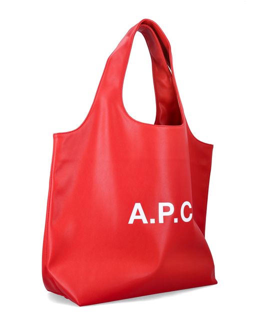 A.P.C. Red Ninon Tote Bag With Logo