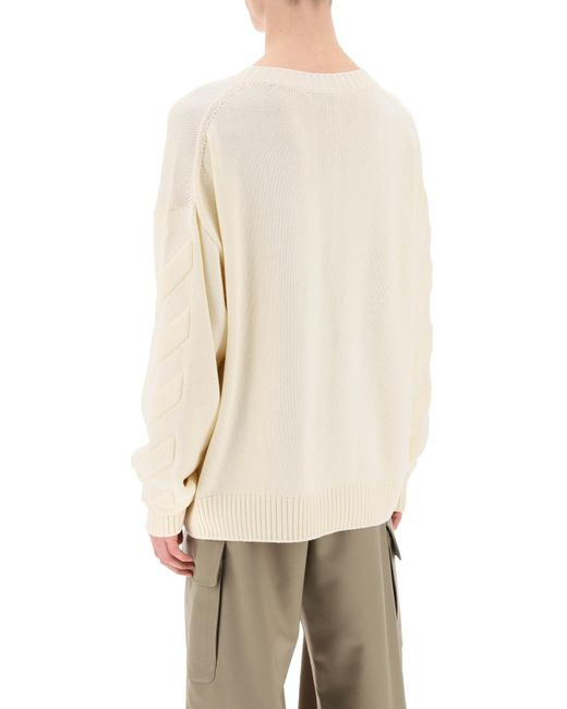 Off-White c/o Virgil Abloh Sweater Met Reliëf Diagonaal Motief in het Natural voor heren