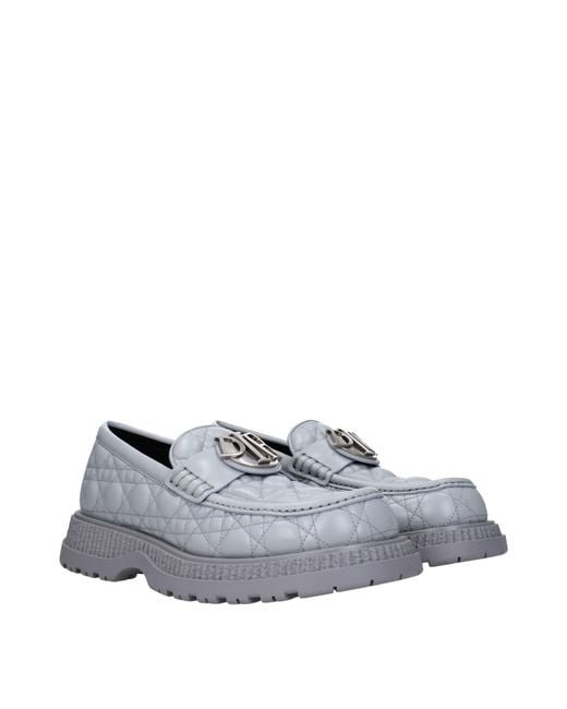 Dior Gray Buffalo Loafers Leather