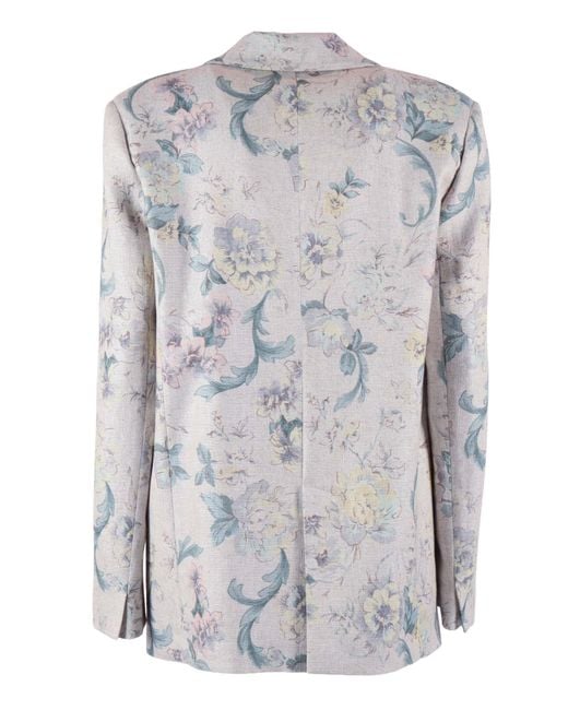Forte_forte Gray Viscous Linen Hopsack Jacket "Peonia My Love" (For Which The Following Is Intended)