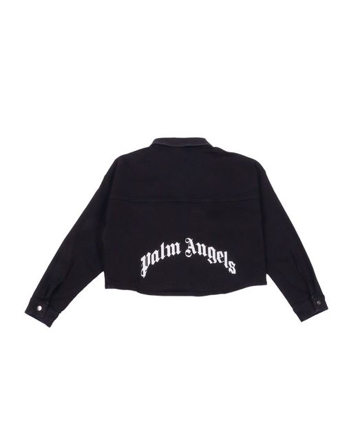 Palm Angels Blue Overshirt Cropped L/S Girl