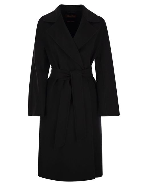 Max Mara Black Cles Wool, Cashmere And Silk Coat