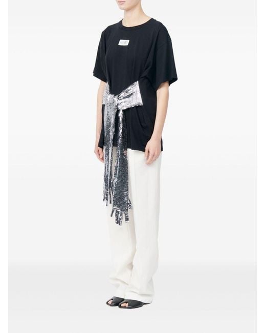 MM6 by Maison Margiela Black Gloves Detail Cotton T Shirt