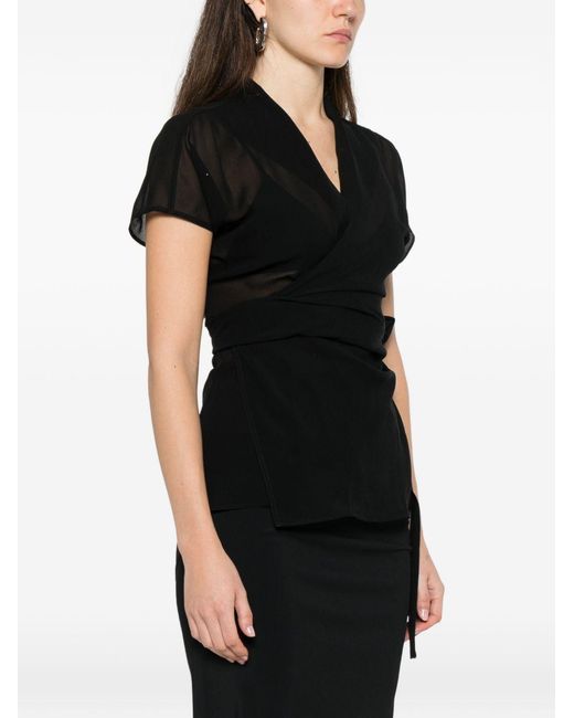 Rick Owens Black Silk Wrap Top