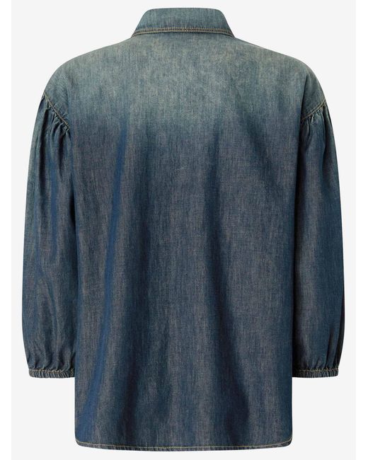 Pinko Blue Washed Cotton Denim Shirt