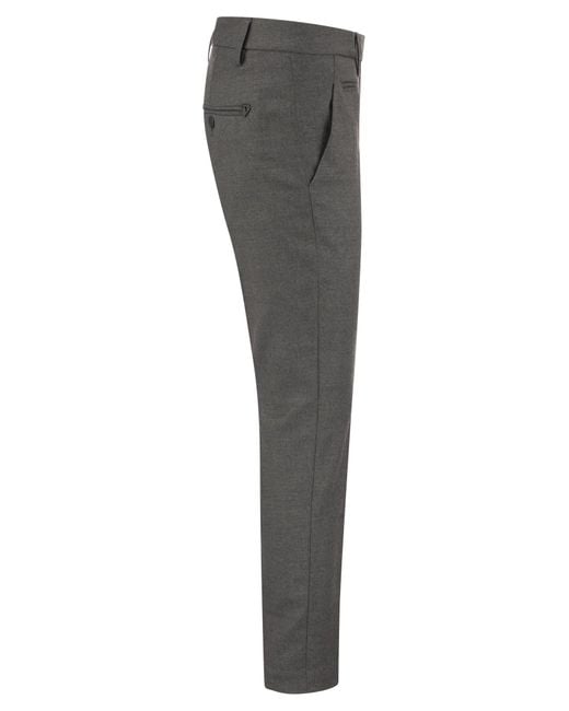 Pantalon slim fit en laine parfaite Dondup en coloris Gray