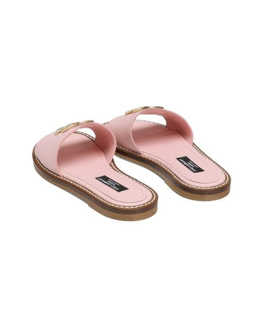 Dolce & Gabbana Pink Slipper With Logo