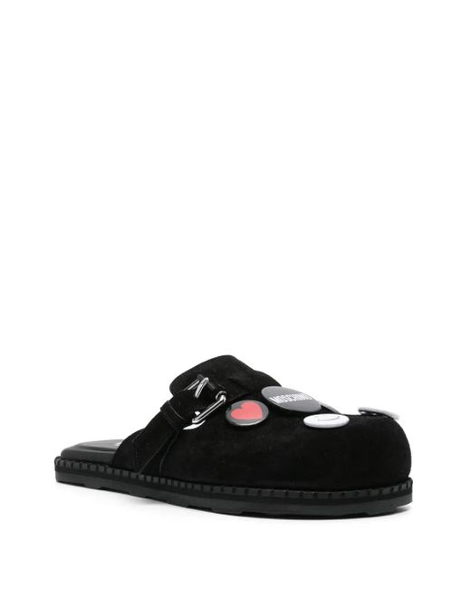 Moschino Black Slippers With Decoration
