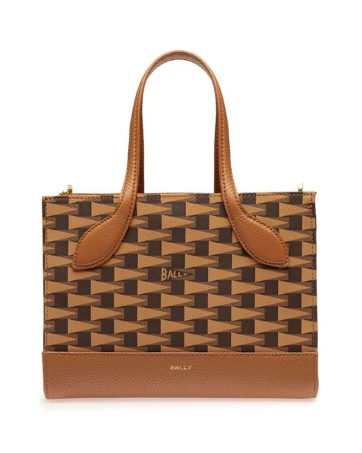 Bally Brown Pennant Mini Tote Bag