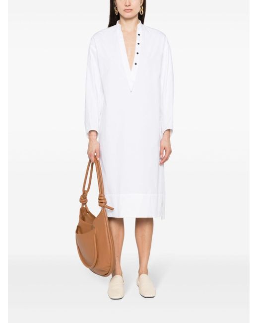 Khaite White Brom Cotton Tunic Dress