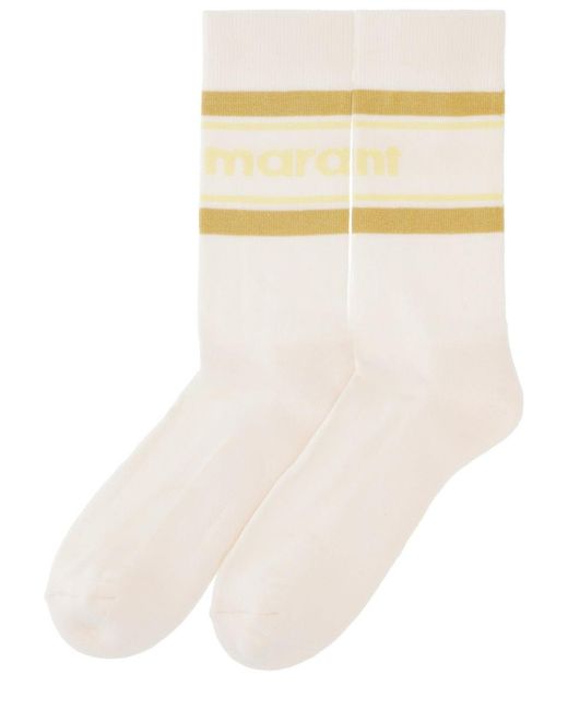 Isabel Marant White Socks With Logo