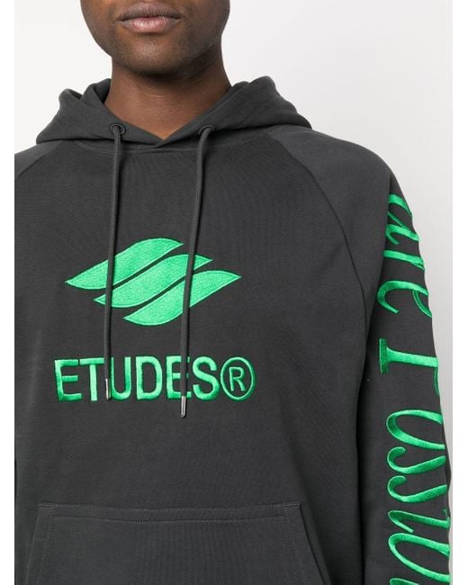 Etudes Studio Gray Racing Eco Logo-Embroidered Hoodie for men