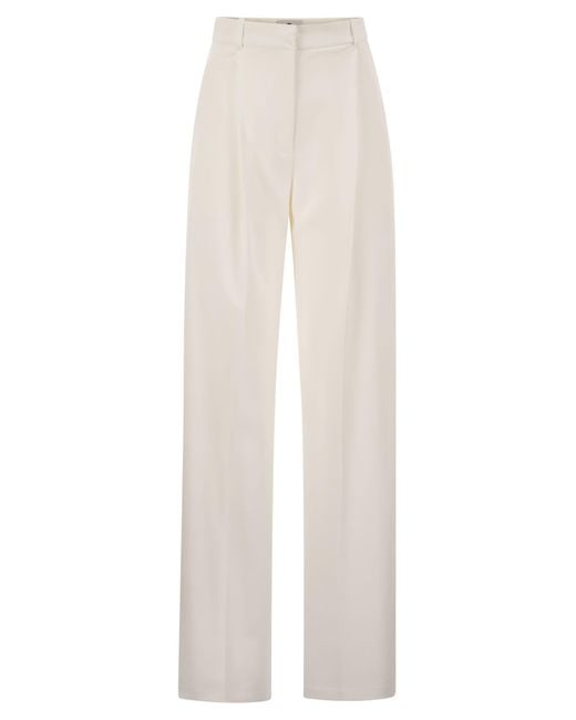 Elisabetta Franchi White Crepe Trousers With Satin Details for men