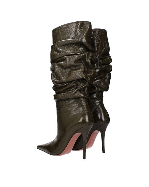 Bottes anok femmes en cuir vert / boue AMINA MUADDI en coloris Black