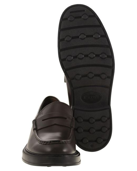 Tod's Black Leather Loafers for men