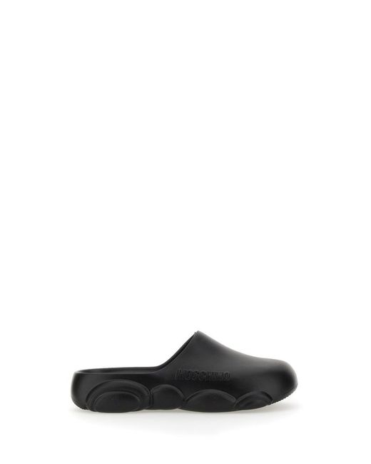 Moschino White Rubber Teddy Sole Mules