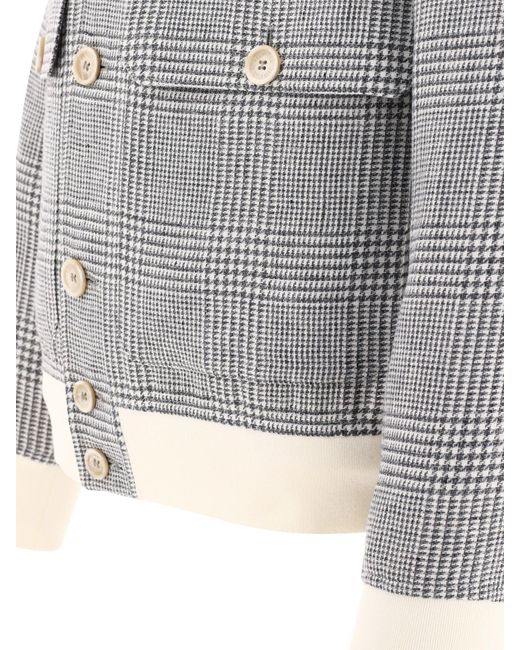 Linen, lana y chaqueta de bombardero de seda Brunello Cucinelli de hombre de color Gray