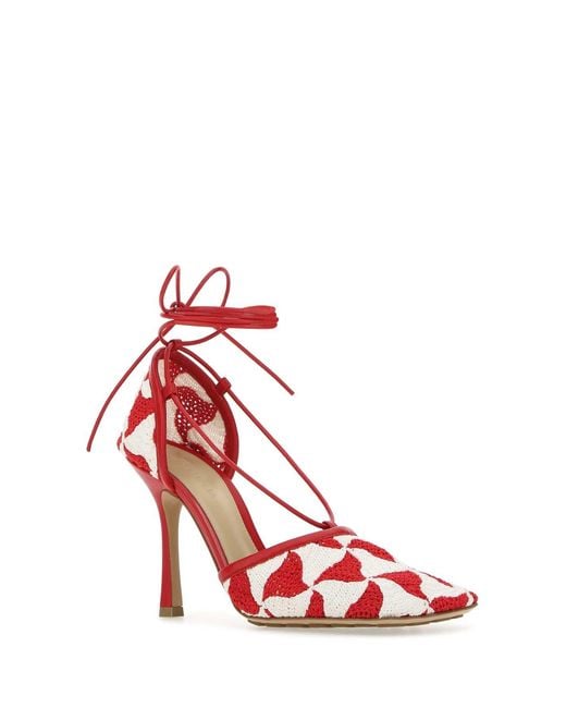 Bottega Veneta Red Two Tone Stretch Crochet Sandals for men