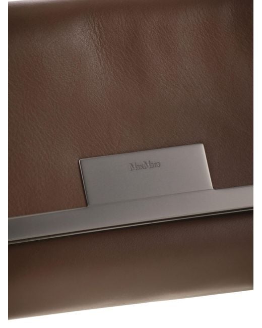 Max Mara Brown Mmclaspclutch kleine natürliche Leder -Kupplungsbeutel