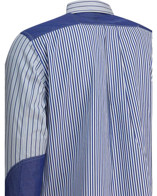 Junya Watanabe Blue Cotton Striped Shirt for men