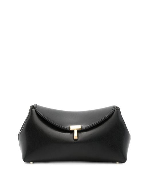 Totême Black T-Lock Mini Leather Clutch
