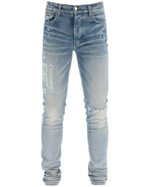 Amiri Jeans Met distressed Logo in het Blauw voor heren Lyst BE