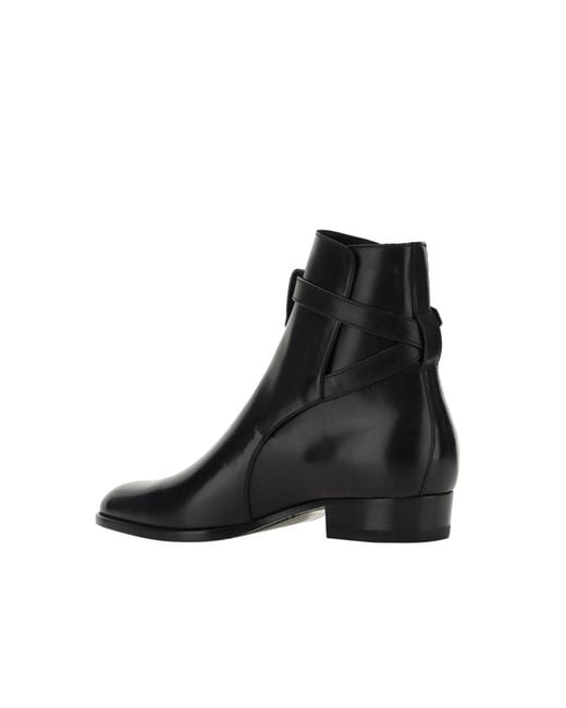 Saint Laurent Black Wyatt Jodhpur Ankle Boots for men