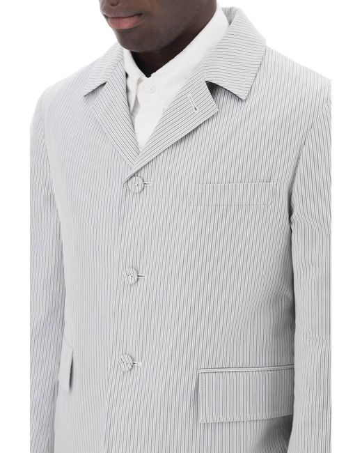 Veste déconstruite à rayures Thom Browne pour homme en coloris Gray