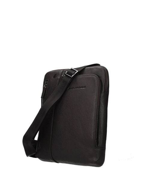 Piquadro Black Shoulder Bags Leather/Head Of Dark for men