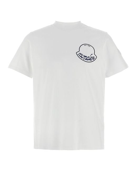 Moncler Logo Print T -shirt in het White voor heren