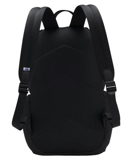HUGO Black Backpack With Logo Patch Recycled Polyester Backpacks for men