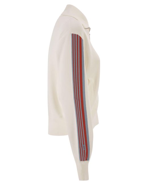 Autry Natural Viscose Sweatshirt With Zip And Side Stripes