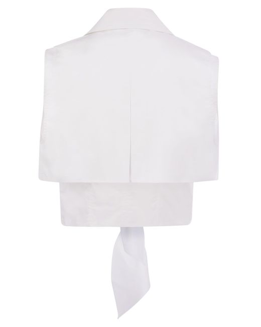 Elisabetta Franchi White Cropped Shirt mit Spitzenmuster