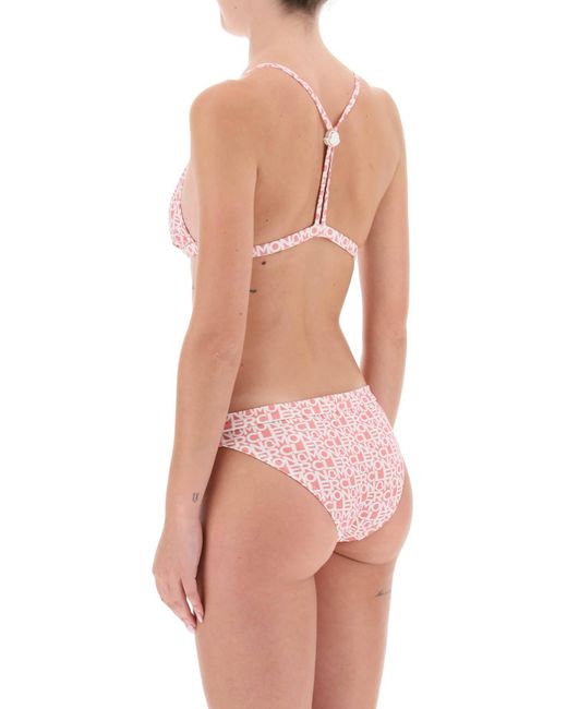 Moncler Pink Bikini Set With Logo Print