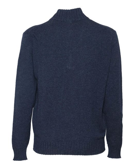 PHI FDL Blue Wool And Cashmere Zipped Sweater Virgin Crewneck for men