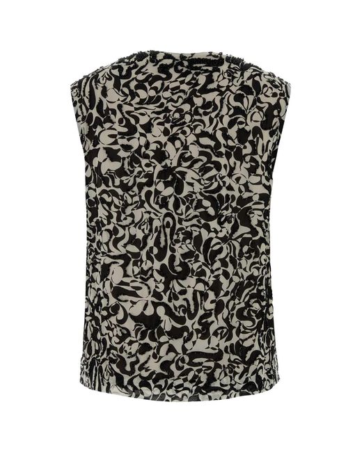 Dries Van Noten Black Printed Crepe College Top