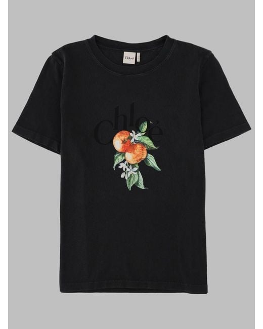 Chloé Black Graphic Crew Neck T-Shirt