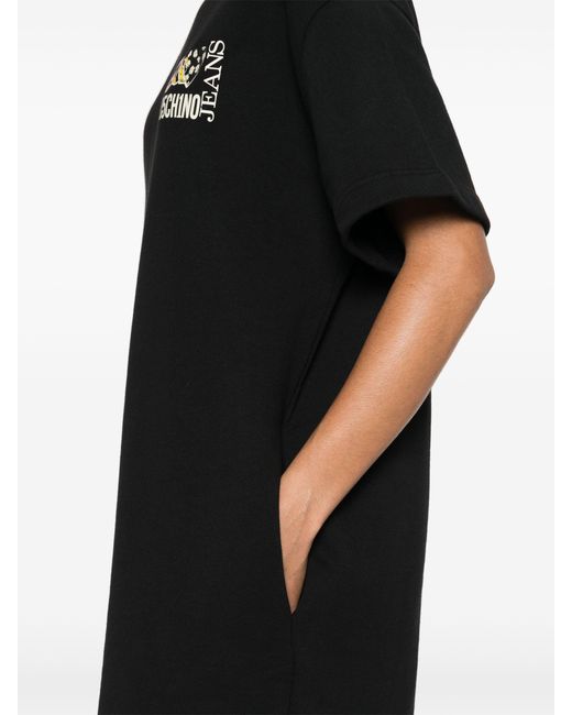 Moschino Black T-Shirtkleid Mit Logo-Print