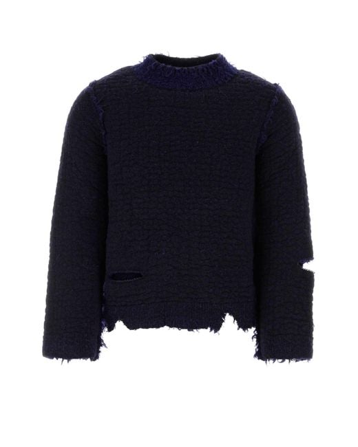 NAMACHEKO Blue Two Tone Wool Blend Sweater for men